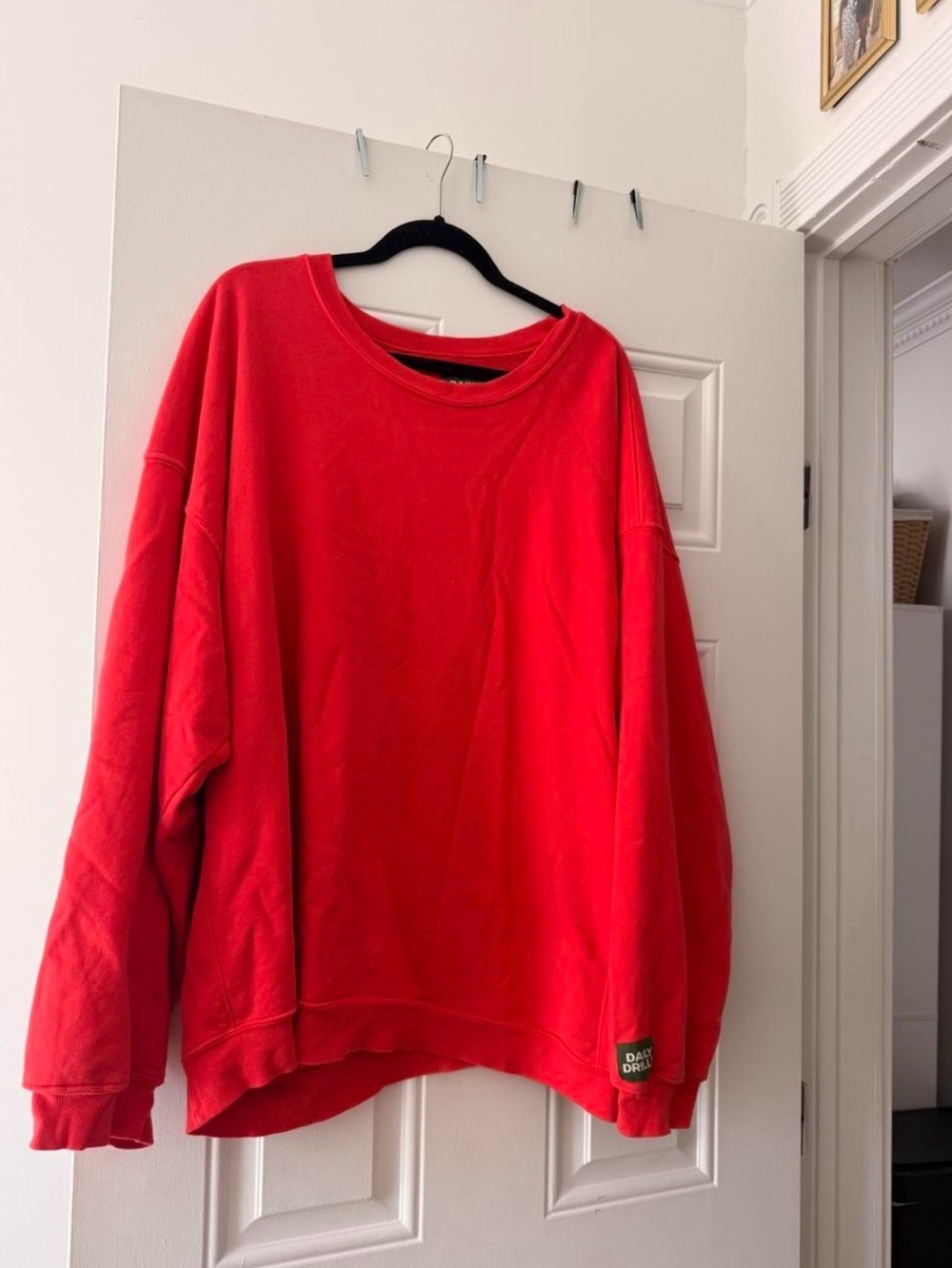 Daily Drills Red Oversized Crewneck Sweatshirt
